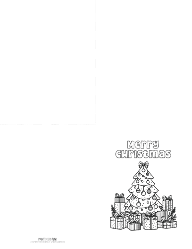 Color your own - Merry Christmas - tree printable Christmas card from PrintColorFun com