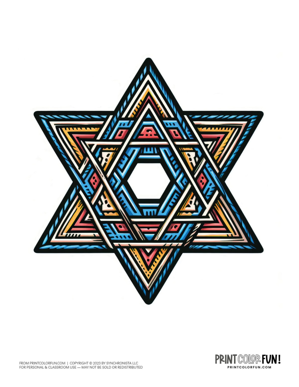 21 Star of David clipart pages for creative learning, at PrintColorFun.com
