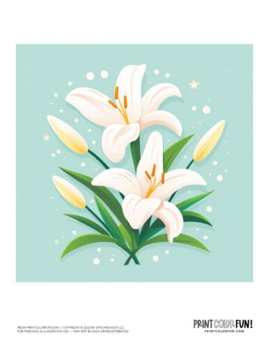 Colorful Easter lilies clipart graphics from PrintColorFun com (1)