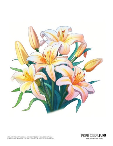 Colorful Easter lilies clipart graphics from PrintColorFun com (2)
