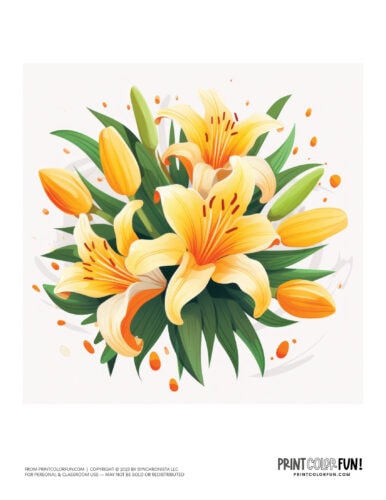 Colorful Easter lilies clipart graphics from PrintColorFun com (3)
