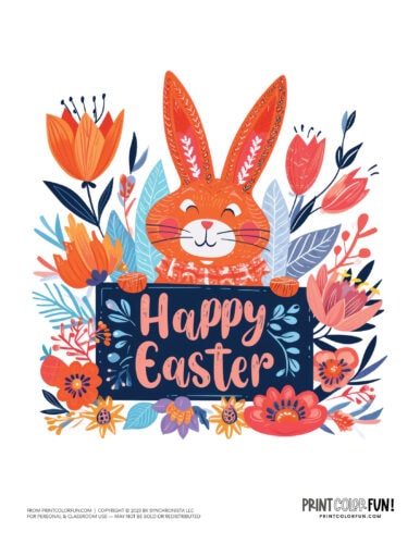 Colorful Happy Easter signs clipart pictures from PrintColorFun com (1)