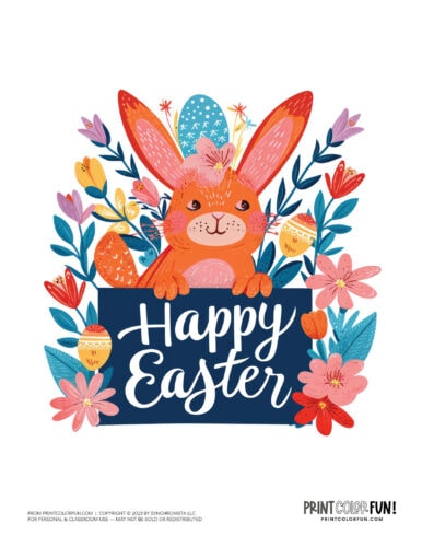 Colorful Happy Easter signs clipart pictures from PrintColorFun com (2)