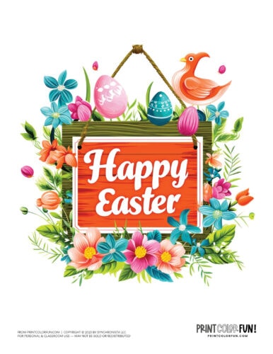 Colorful Happy Easter signs clipart pictures from PrintColorFun com (3)