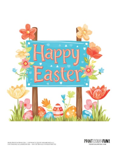 Colorful Happy Easter signs clipart pictures from PrintColorFun com (4)