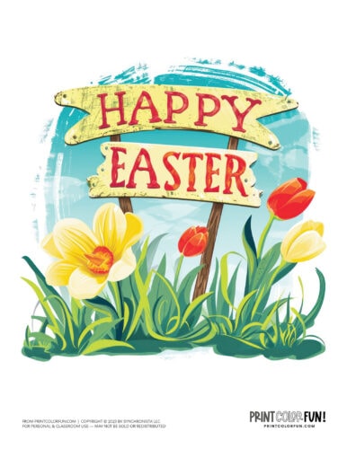 Colorful Happy Easter signs clipart pictures from PrintColorFun com (6)
