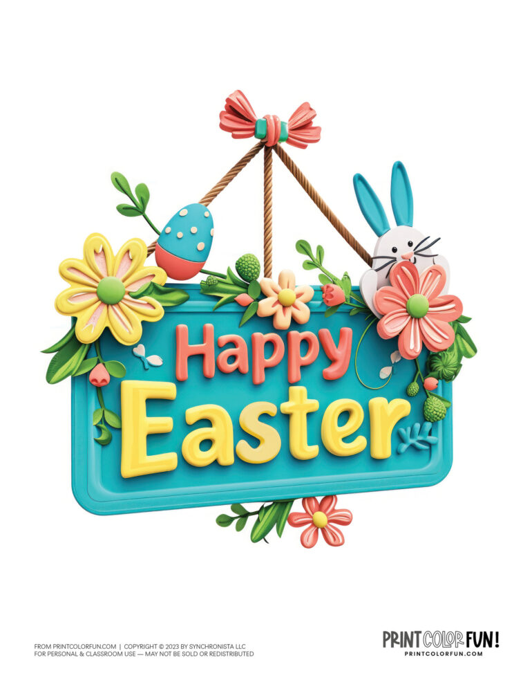 Colorful Happy Easter signs clipart pictures from PrintColorFun com (8)