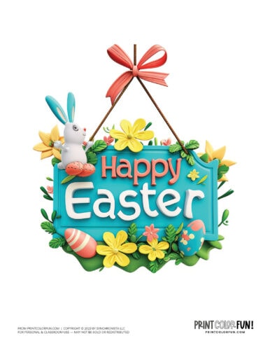 Colorful Happy Easter signs clipart pictures from PrintColorFun com (9)