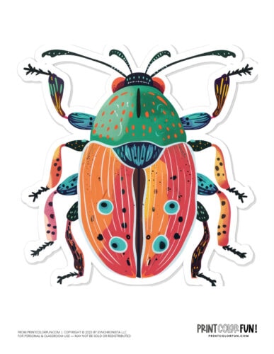 Colorful beetle cute clipart image from PrintColorFun com