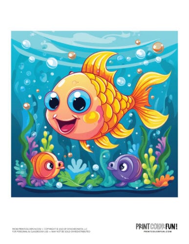 Colorful cartoon fish clipart drawing from PrintColorFun com (01)