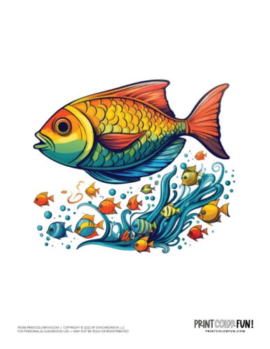 Colorful cartoon fish clipart drawing from PrintColorFun com (03)