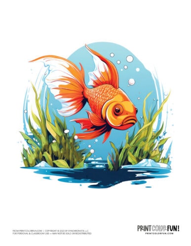 Colorful cartoon fish clipart drawing from PrintColorFun com (04)