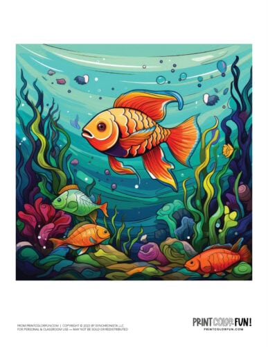 Colorful cartoon fish clipart drawing from PrintColorFun com (05)