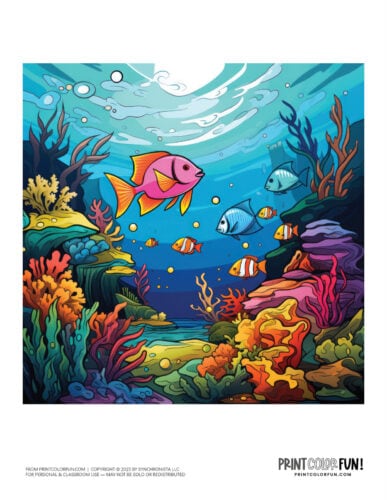 Colorful cartoon fish clipart drawing from PrintColorFun com (06)