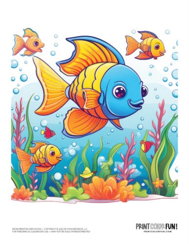 Colorful cartoon fish clipart drawing from PrintColorFun com (07)