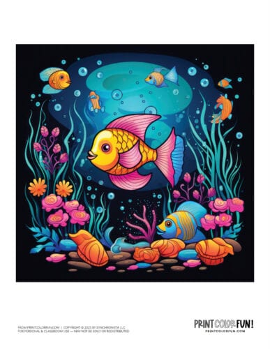 Colorful cartoon fish clipart drawing from PrintColorFun com (12)