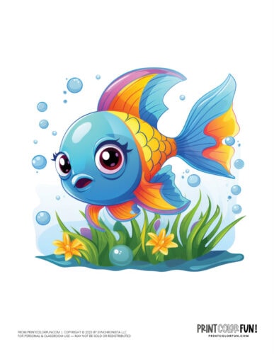 Colorful cartoon fish clipart drawing from PrintColorFun com (13)