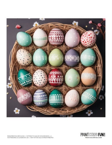 Colorful decorated Easter eggs clipart drawing from PrintColorFun com (02)