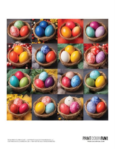 Colorful decorated Easter eggs clipart drawing from PrintColorFun com (03)