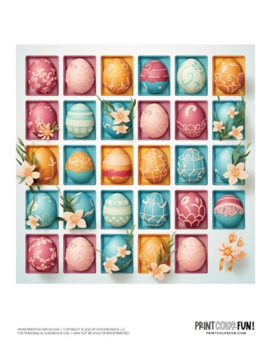 Colorful decorated Easter eggs clipart drawing from PrintColorFun com (04)