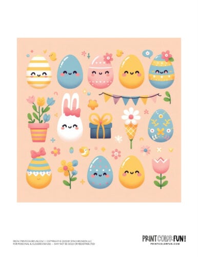 Colorful decorated Easter eggs clipart drawing from PrintColorFun com (13)