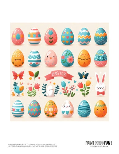 Colorful decorated Easter eggs clipart drawing from PrintColorFun com (14)