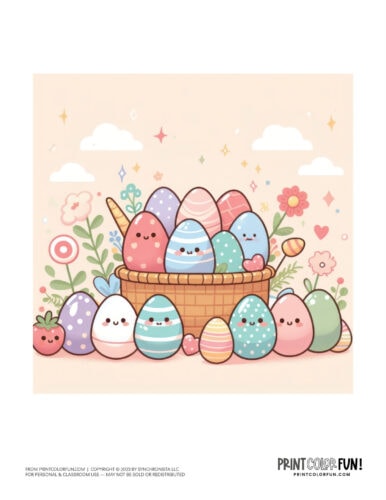 Colorful decorated Easter eggs clipart drawing from PrintColorFun com (15)