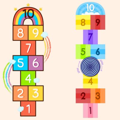 Colorful hopscotch board layouts at PrintColorFun com