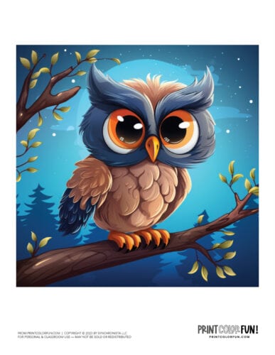 Colorful owl clipart drawing from PrintColorFun com (1)