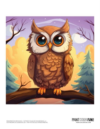 Colorful owl clipart drawing from PrintColorFun com (4)