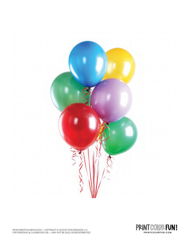 Party balloon clipart &amp; coloring pages + 10 creative learning ideas for ...