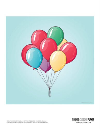 Colorful party balloons clipart from PrintColorFun com (3)