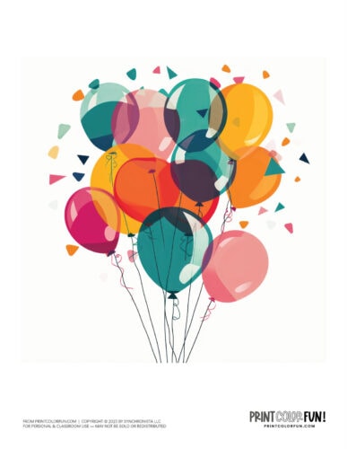 Colorful party balloons clipart from PrintColorFun com (6)