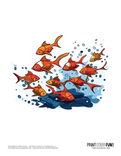 Colorful school of fish clipart from PrintColorFun com (1)