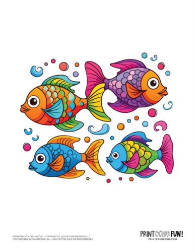 Colorful school of fish clipart from PrintColorFun com (2)