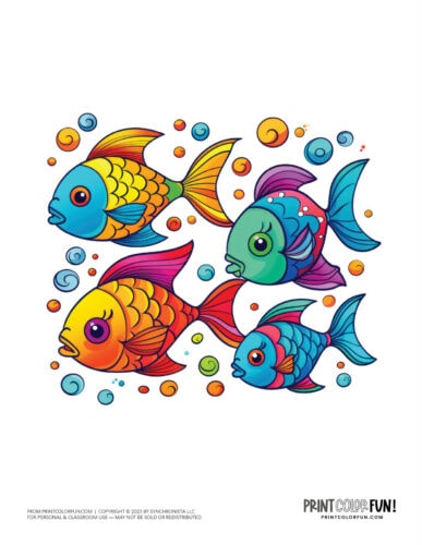 Colorful school of fish clipart from PrintColorFun com (4)