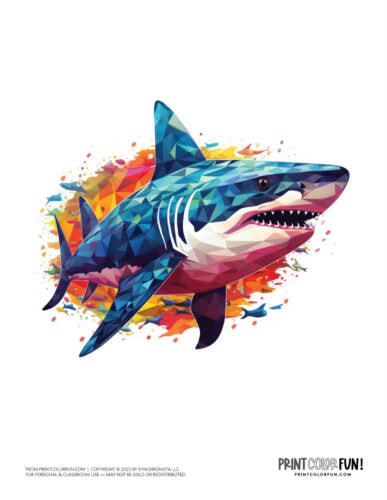 Colorful shark clipart from PrintColorFun com (1)