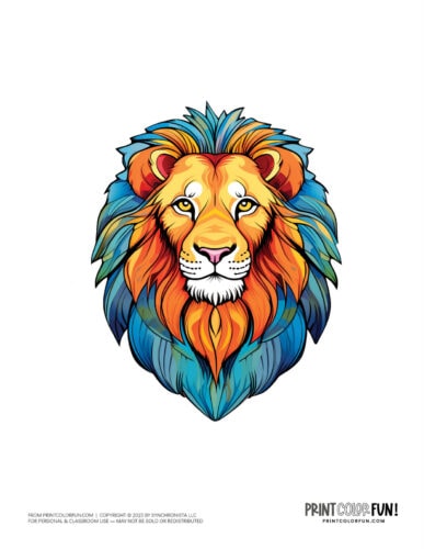 Colorful stylized lion color clipart from PrintColorFun com 1