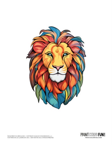 Colorful stylized lion color clipart from PrintColorFun com 2