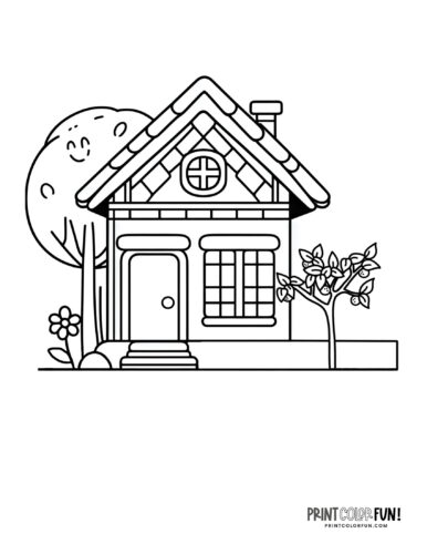Cottage coloring page from PrintColorFun com