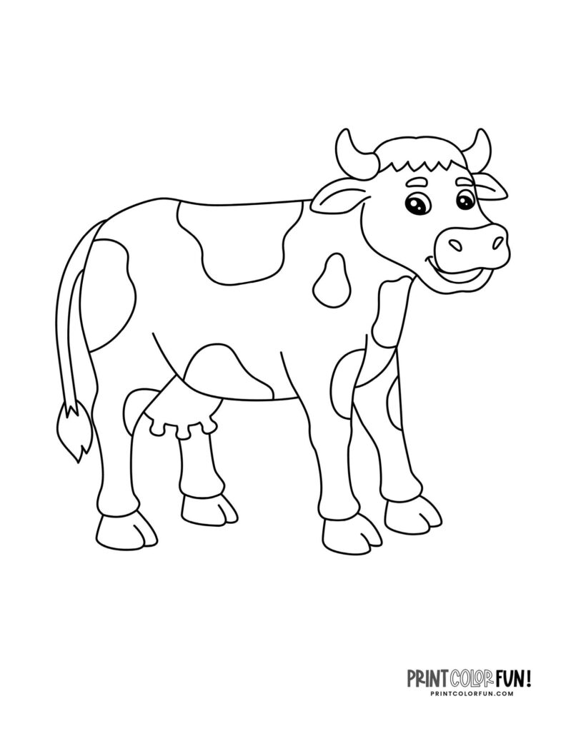 Cow coloring pages & clipart, at PrintColorFun.com