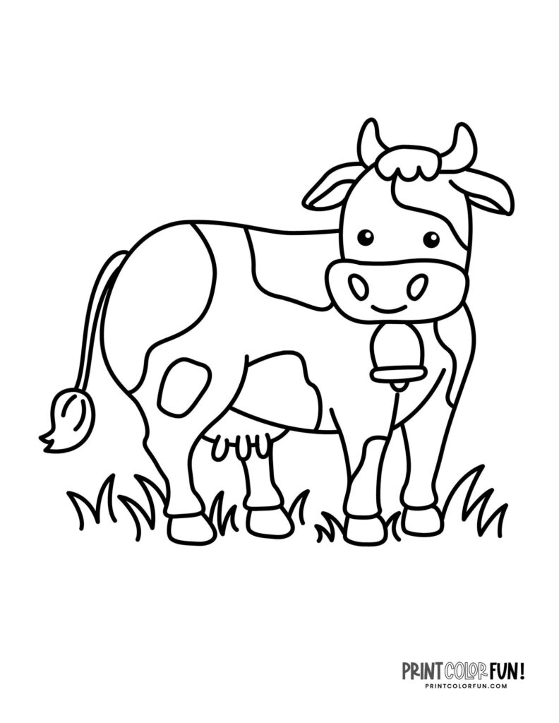 Cow coloring pages & clipart, at PrintColorFun.com