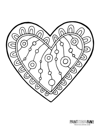 Creative abstract doodle heart coloring page (5)