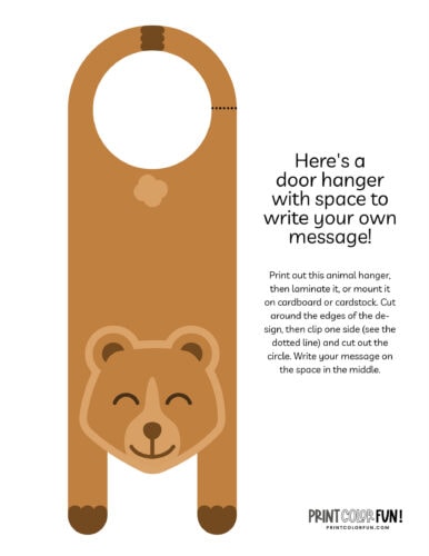Cut-out animal door hanger printable from PrintColorFun com (4)