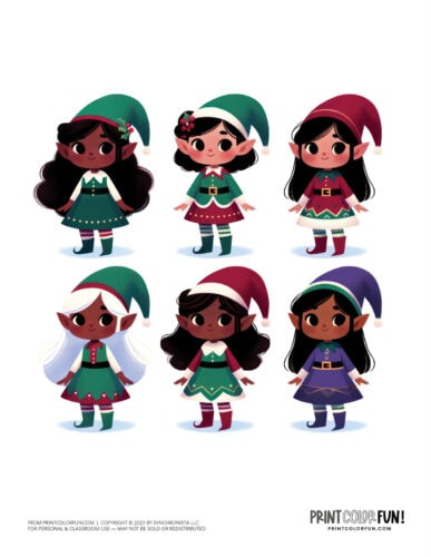 Cute Christmas elf color clipart from PrintColorFun com 2