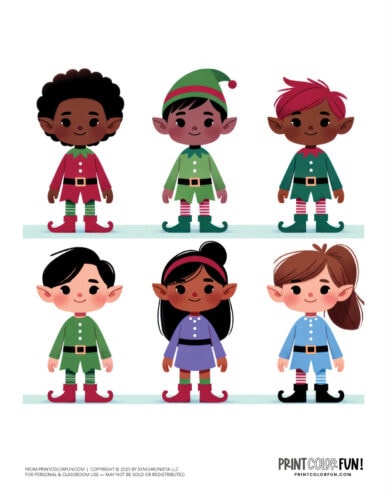 Cute Christmas elf color clipart from PrintColorFun com 3