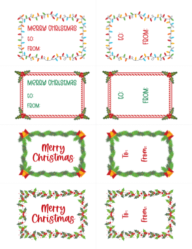 Printable Cute Christmas Name Tags