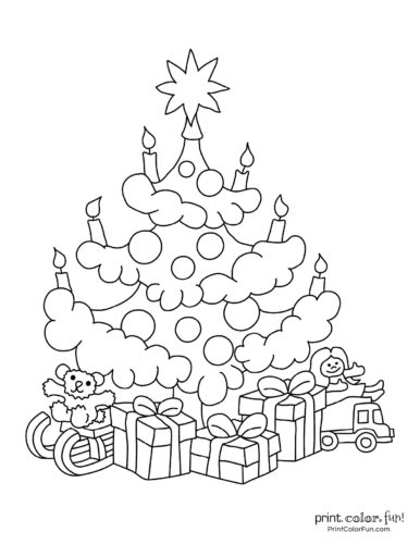 Cute Christmas tree with gifts for kids