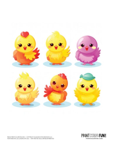 Cute Easter chicks clipart drawings from PrintColorFun com (02)