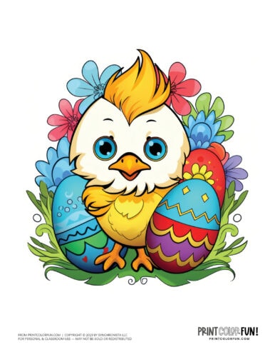 Cute Easter chicks clipart drawings from PrintColorFun com (04)